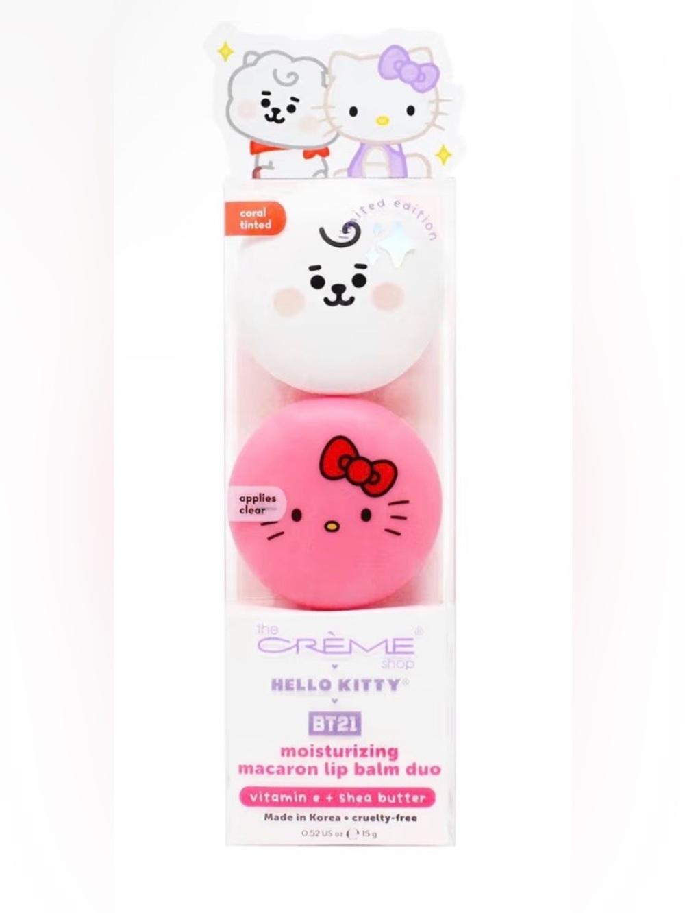 The Crème Shop x Hello Kitty x BT21 RJ Moisturizing Macaron Lip Balm Duo